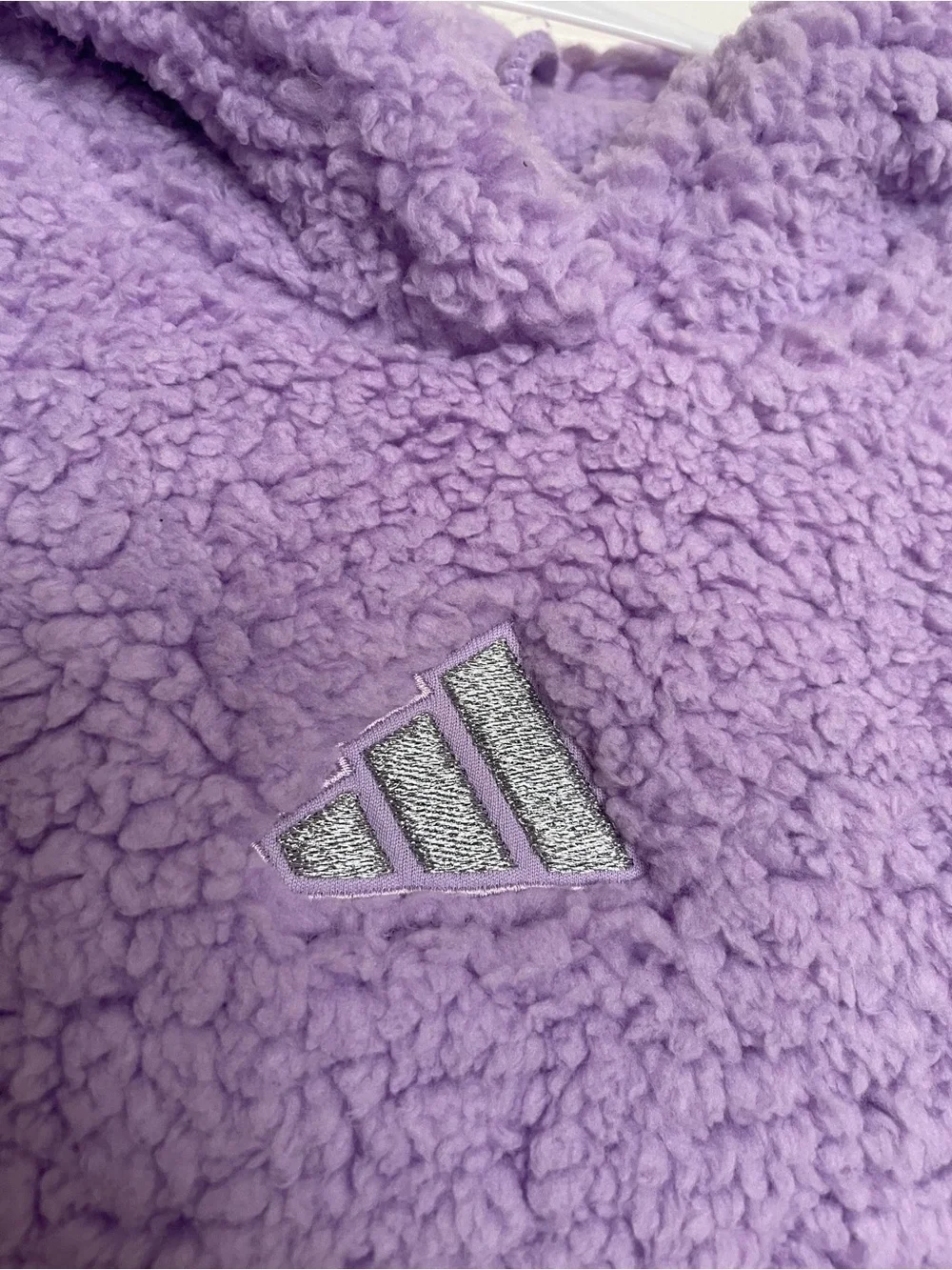 NWT adidas Girls size 5 Lavender Purple Sherpa Hoodie for Kids